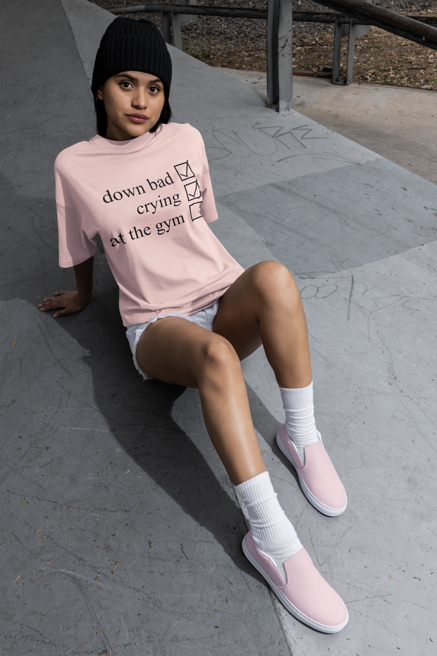 Down Bad, Crying, At the Gym - Oversized Tee Shirt