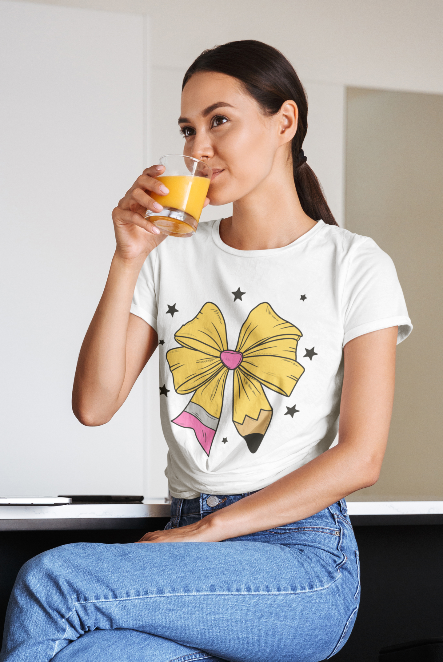 Pencil Bow Teacher Shirt