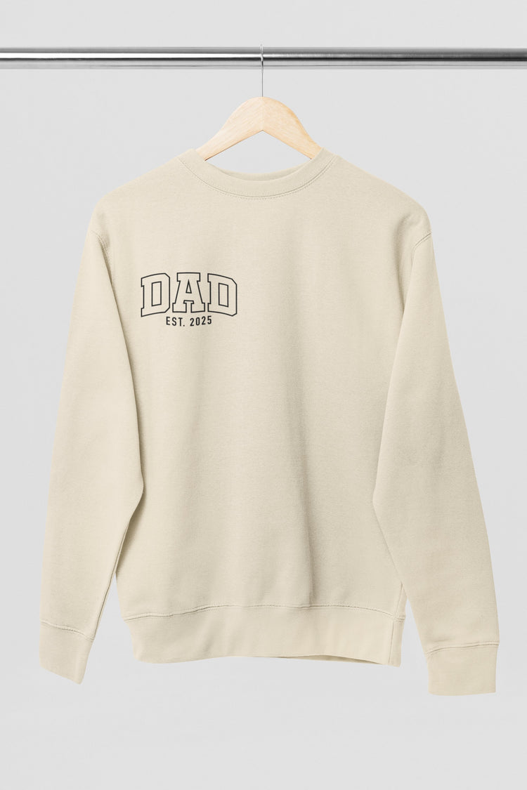 Beige Sweatshirt on a hanger that says Dad