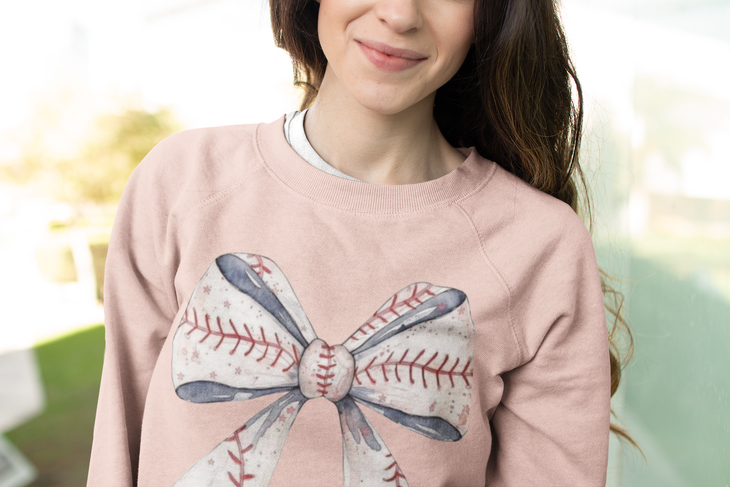 Baseball Bow Crewneck Sweatshirt