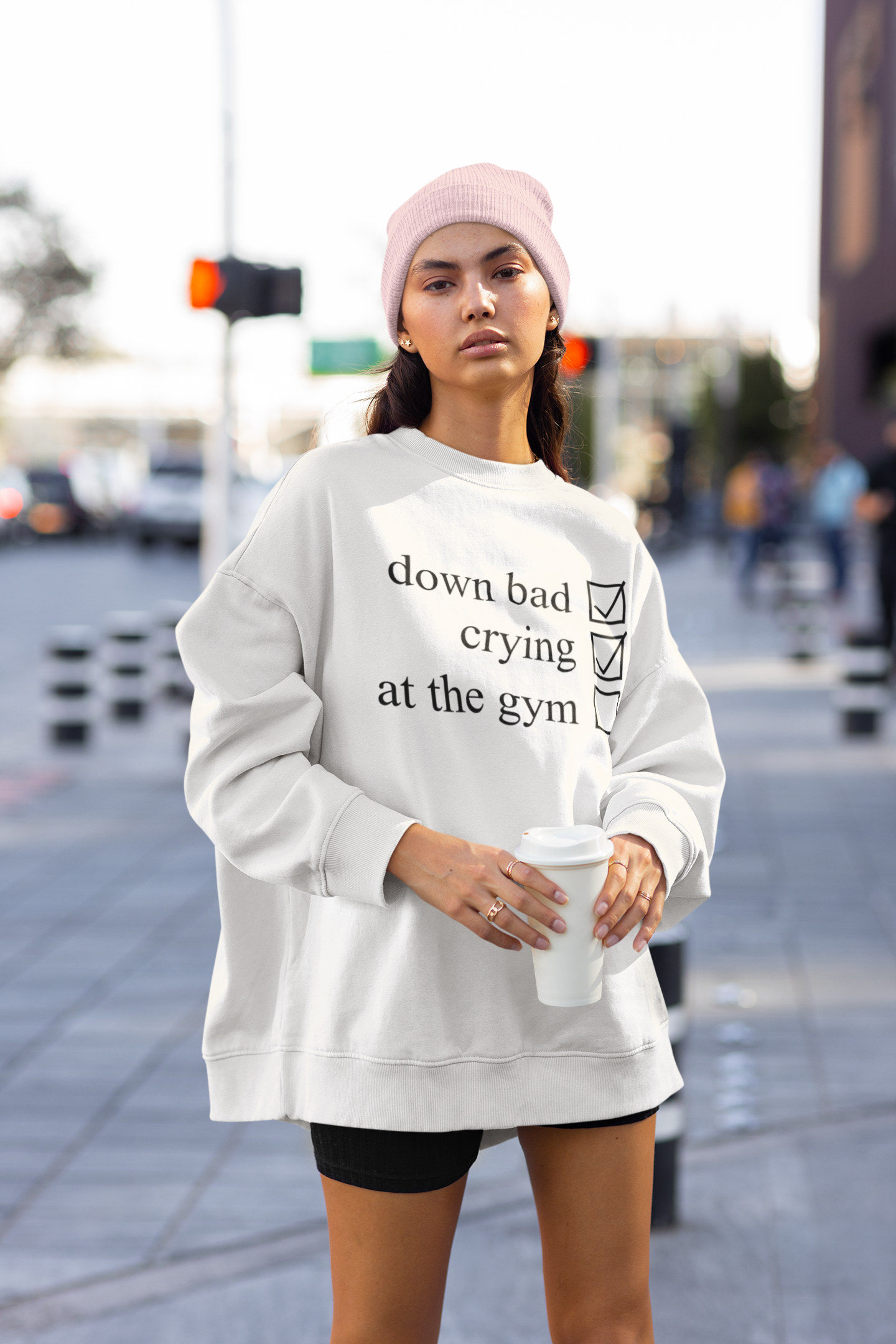 Down Bad, Crying, At the Gym - Oversized Crewneck Sweatshirt
