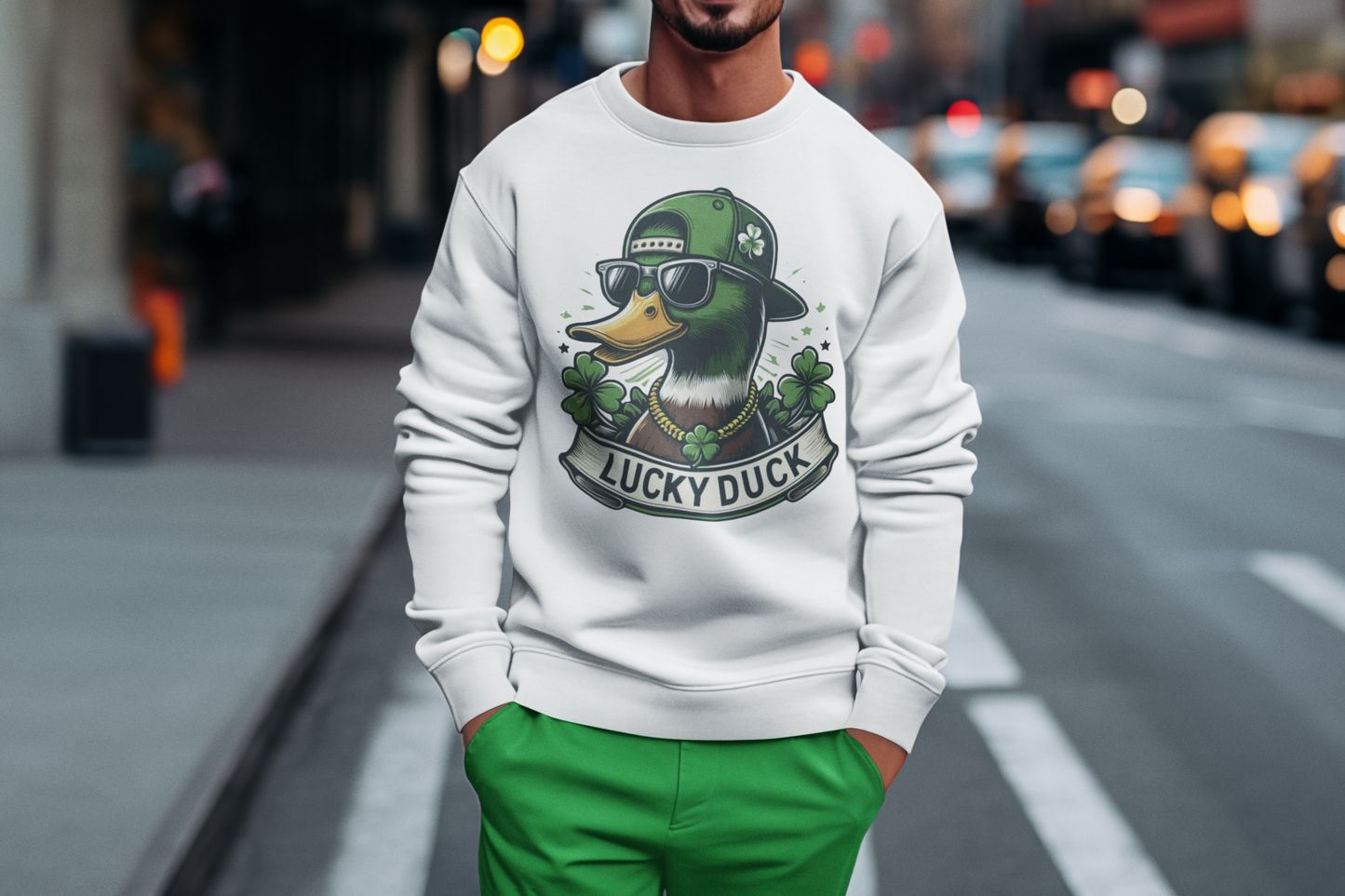 Lucky Duck Crewneck Sweatshirt - St. Patrick's Day