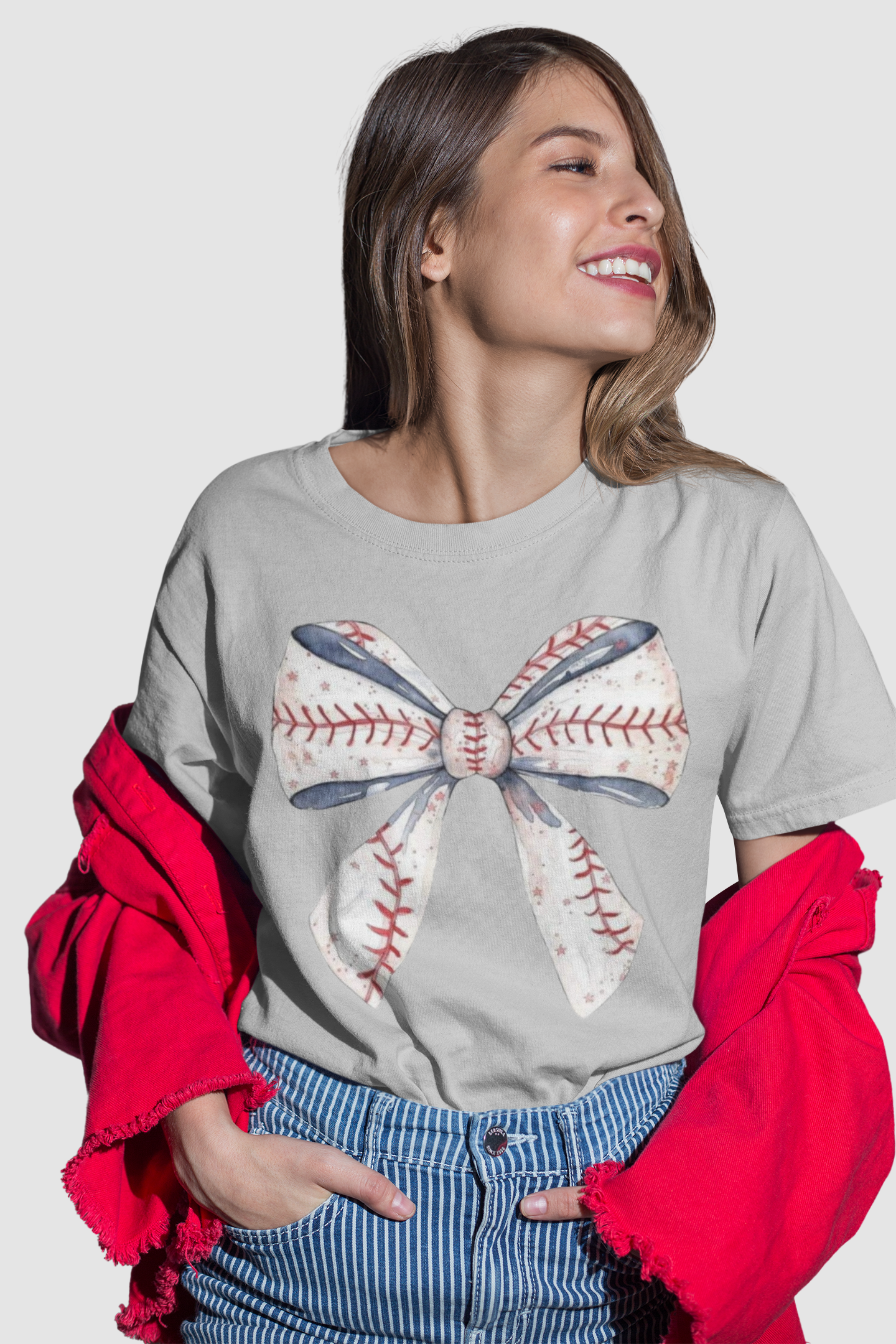 Bow Baseball Mom Tee Shirt