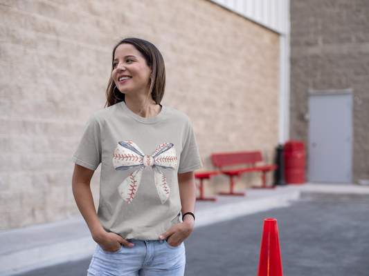 Bow Baseball Mom Tee Shirt
